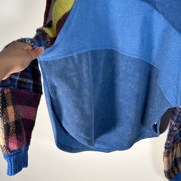 We The Free Easy On Me Pullover Patchwork Top Sz XS Blue Multicolor Cozy Style - Picture 10 of 13